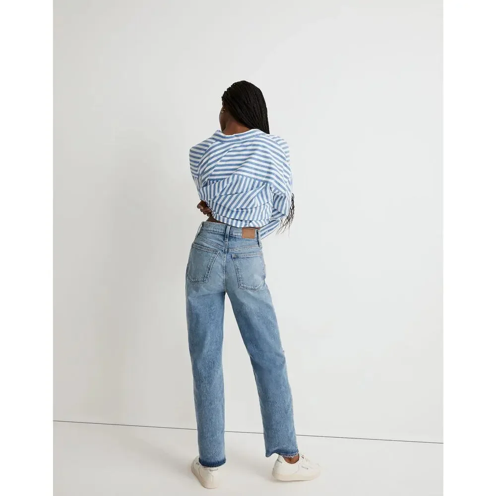 Madewell The Tall Perfect Vintage Straight Jean Sz 26T Kingsbury Wash Knee-Rip